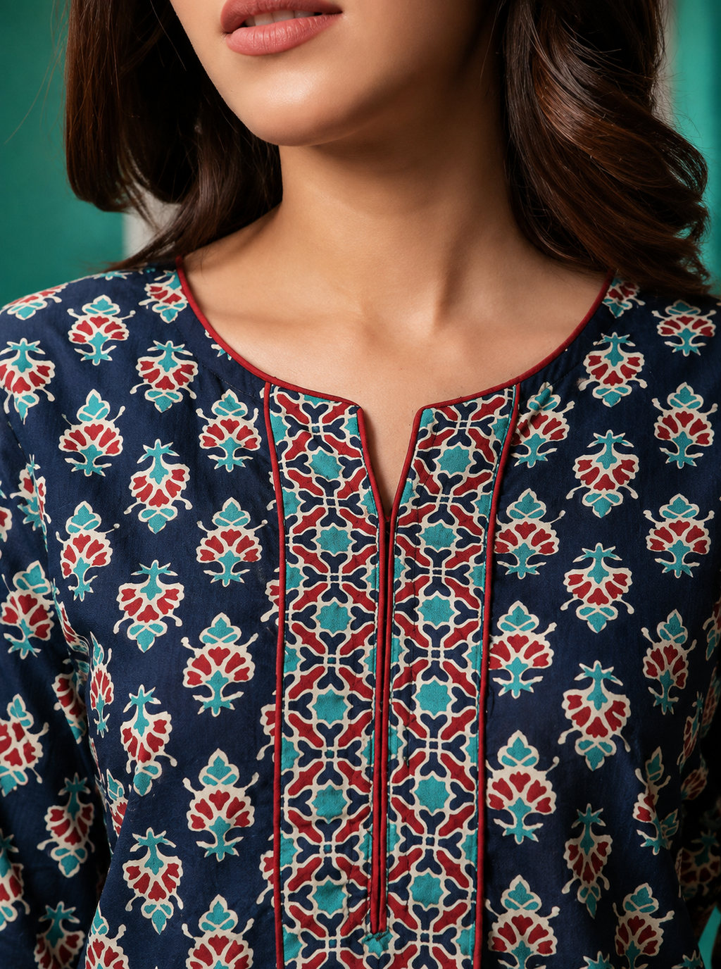 Ethnic Motifs Printed Pure Cotton Round Neck Kurti