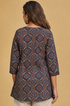 Ethnic Motifs Printed Sequinned Pure Cotton A-Line Kurti