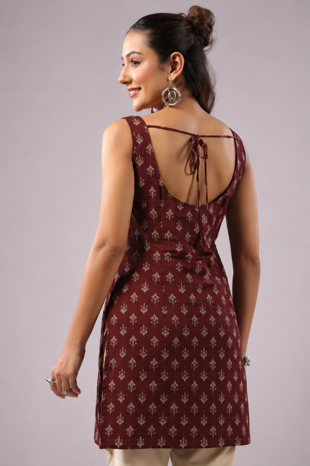 Ethnic Motifs Printed Square Neck Pure Cotton Kurti