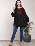 Black & Red Embroidered Tunic
