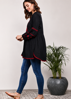 Black & Red Embroidered Tunic
