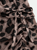 Leopard Print Ruched Maxi Skirt