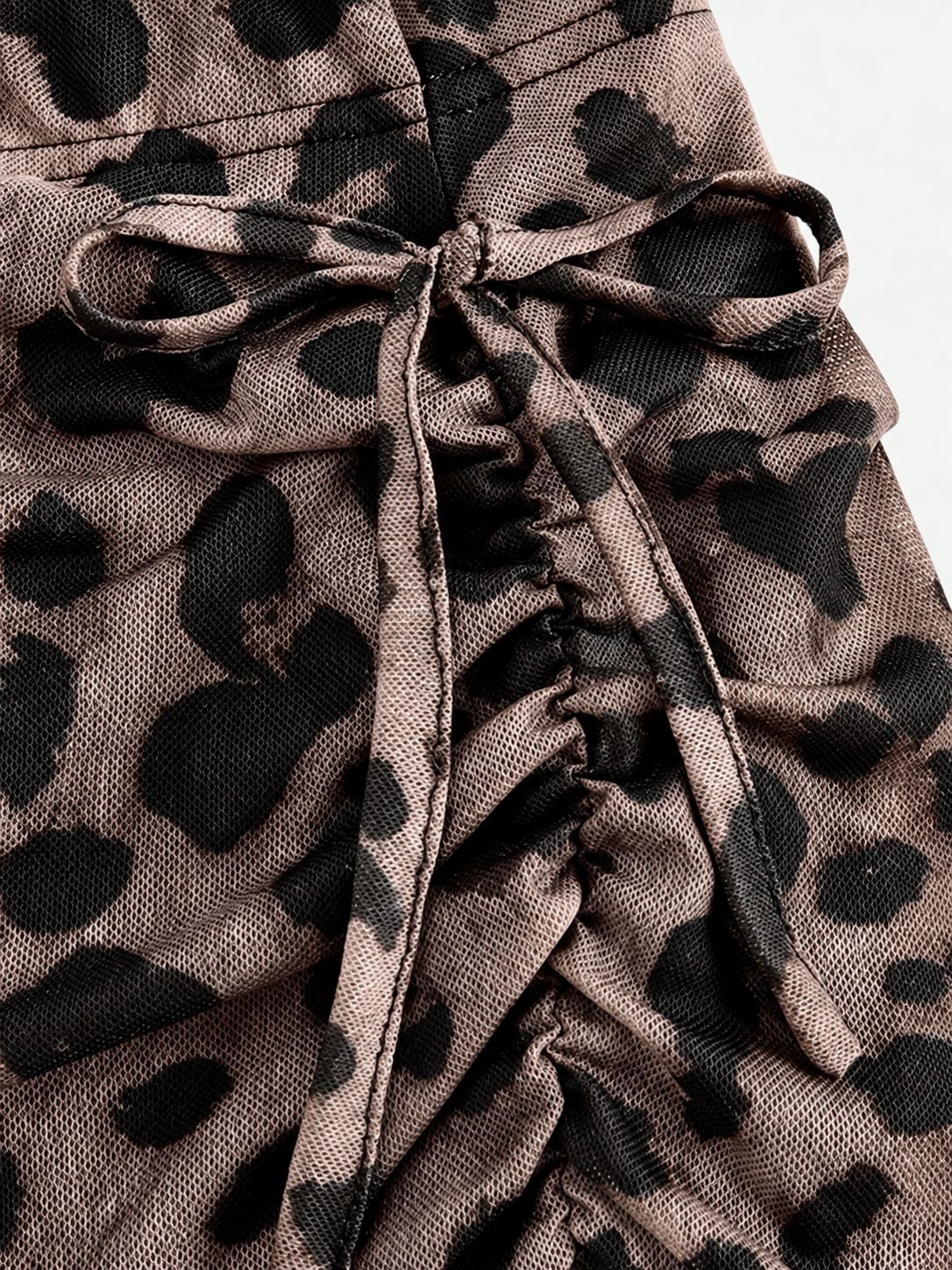 Leopard Print Ruched Maxi Skirt