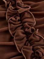 Ruched Asymmetrical Hem Layered Skirt