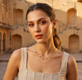 Gold-Toned & Blue Metal Gold-Plated Layered Necklace