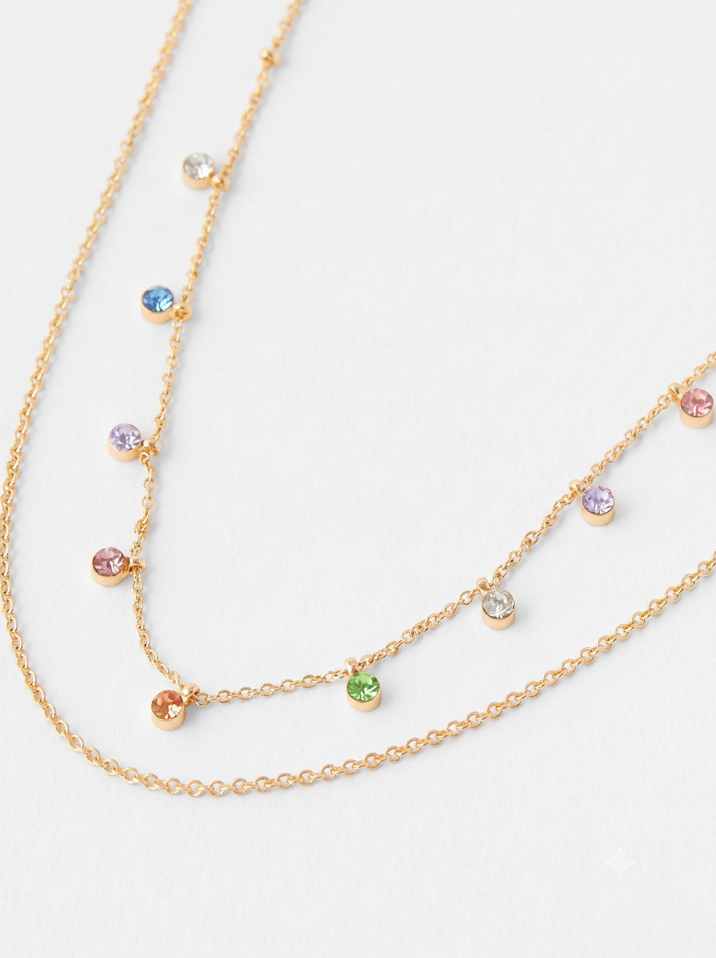 Gold-Toned & Blue Metal Gold-Plated Layered Necklace
