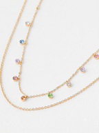 Gold-Toned & Blue Metal Gold-Plated Layered Necklace