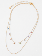 Gold-Toned & Blue Metal Gold-Plated Layered Necklace