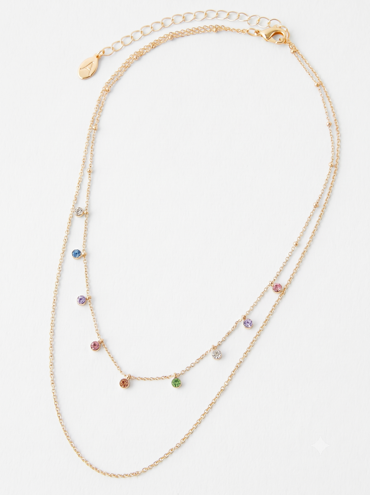Gold-Toned & Blue Metal Gold-Plated Layered Necklace