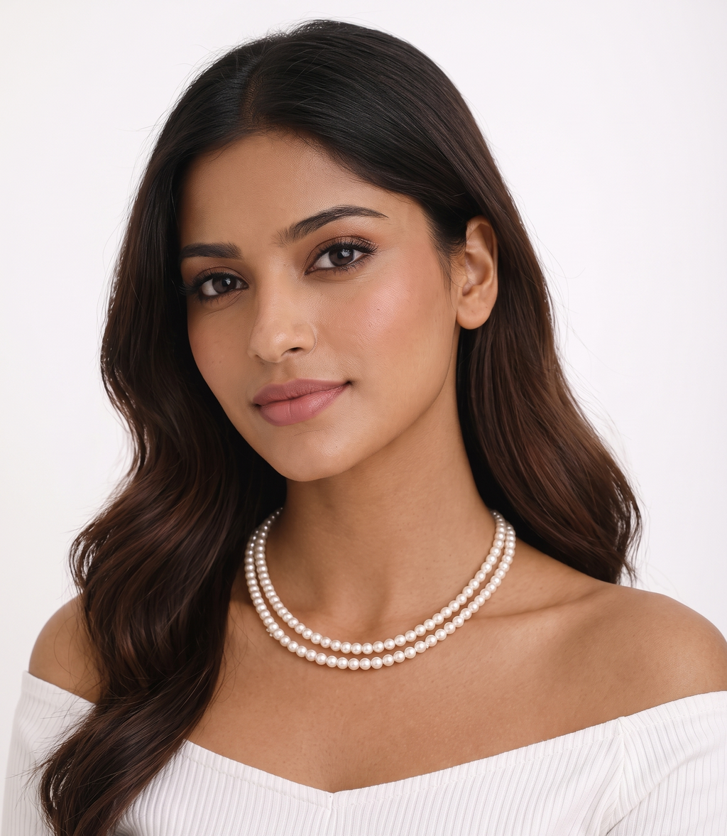 Gold-Plated Layered Pearl Necklace
