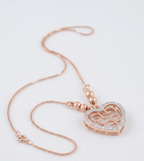 Rose Gold Plated Brass Cubic Zirconia Contemporary Maze Heart Necklace