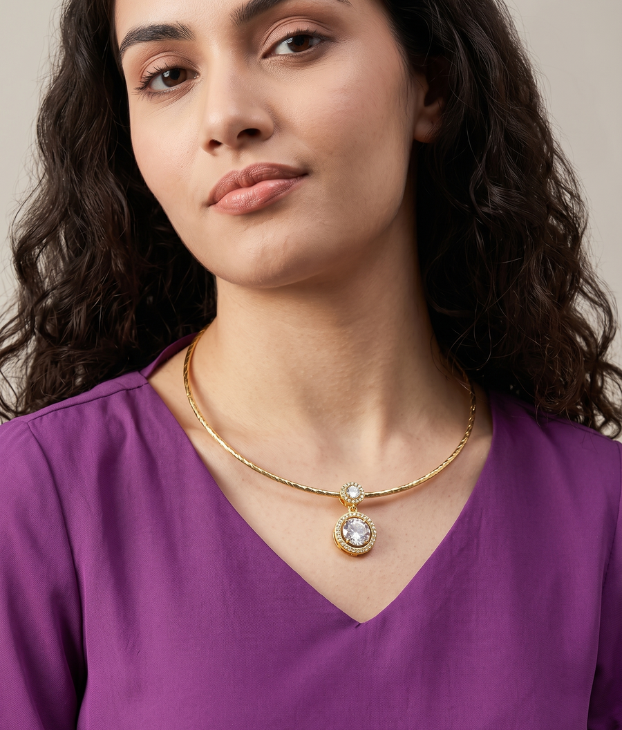 Brass Gold-Plated Choker Necklace