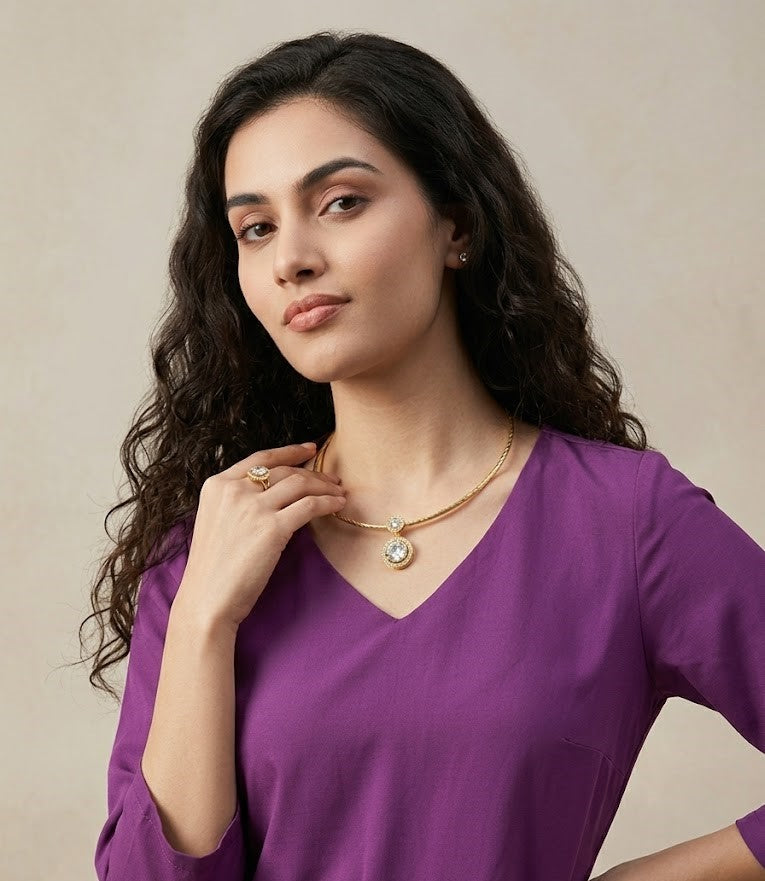 Brass Gold-Plated Choker Necklace