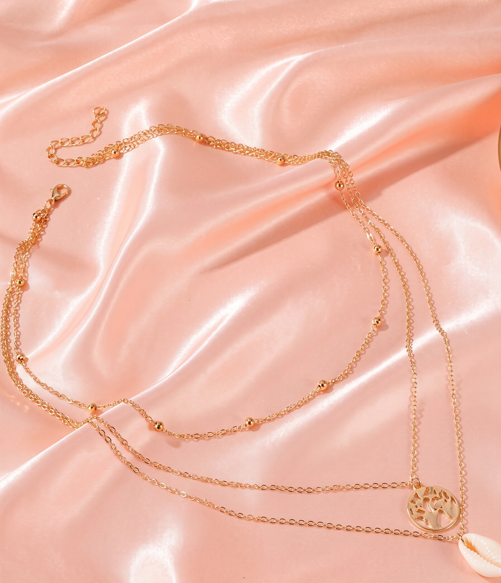 Gold-Plated Layered Necklace and Chains