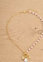 Pearl & Gold Plated Chain Necklace with Star Charm Pendant