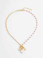 Pearl & Gold Plated Chain Necklace with Star Charm Pendant