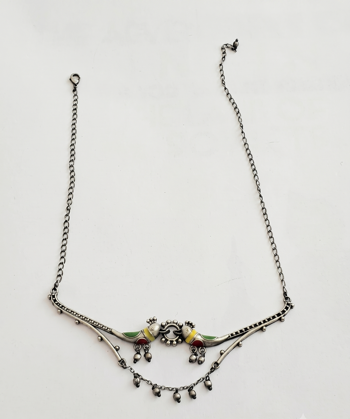 Brass Silver-Plated Oxidised Necklace