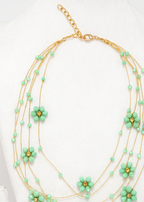 Gold-Plated Pearls Beaded Statement Layered Necklace
