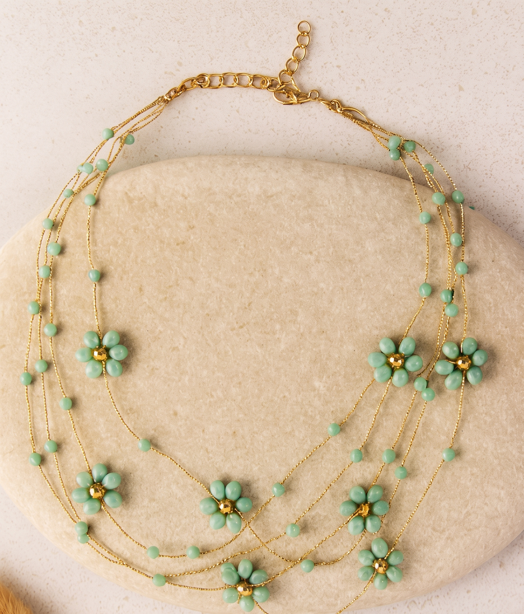 Gold-Plated Pearls Beaded Statement Layered Necklace