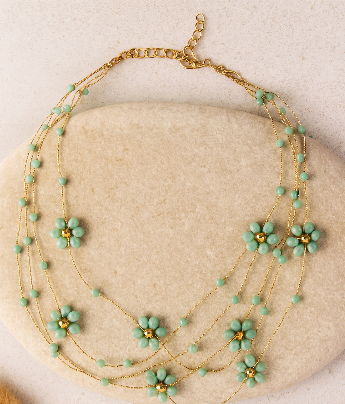 Gold-Plated Pearls Beaded Statement Layered Necklace
