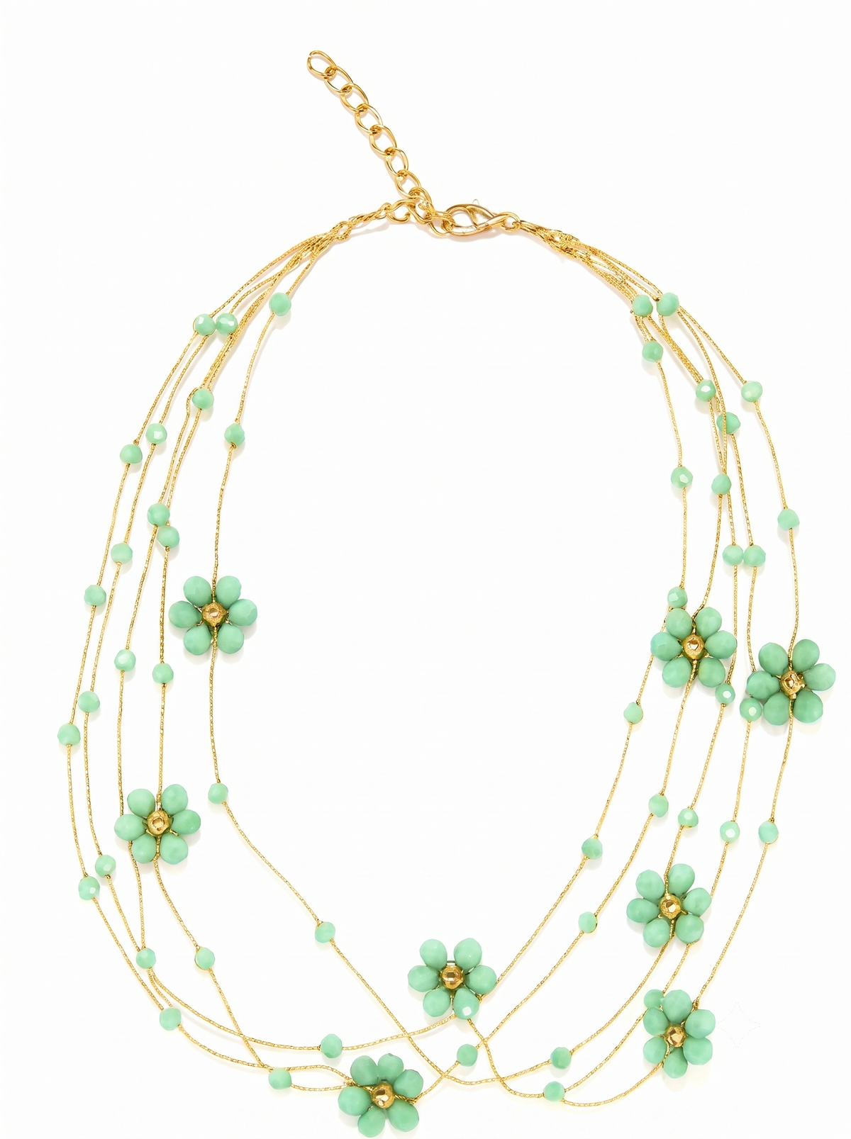 Gold-Plated Pearls Beaded Statement Layered Necklace