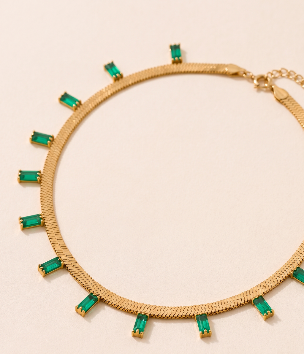 Women 18K Thick Gold Plated Saanvi Drop Charm Necklace