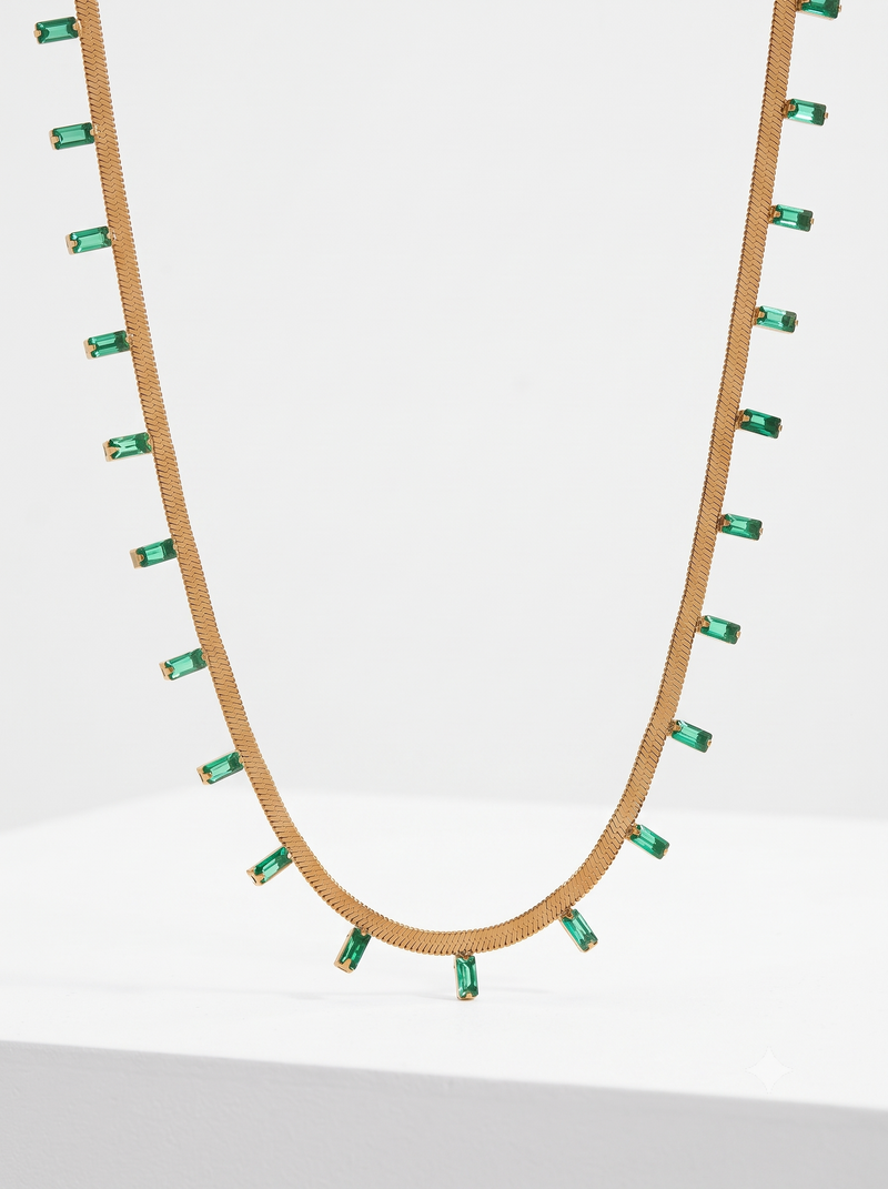 Women 18K Thick Gold Plated Saanvi Drop Charm Necklace