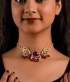 Women Gold-Plated Kundan Studded & Beaded Necklace