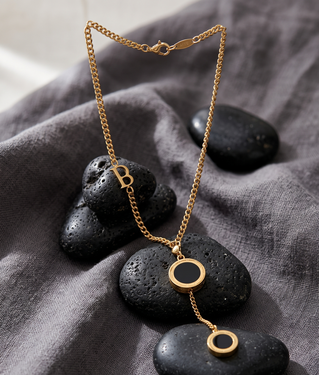 Gold-toned link chains necklace