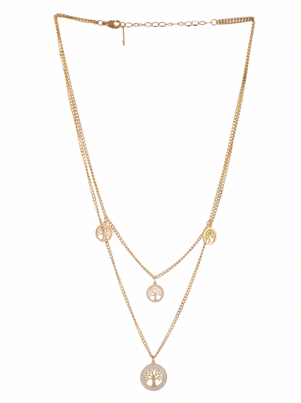 Gold-Plated Life of Tree Charm Layered Necklace