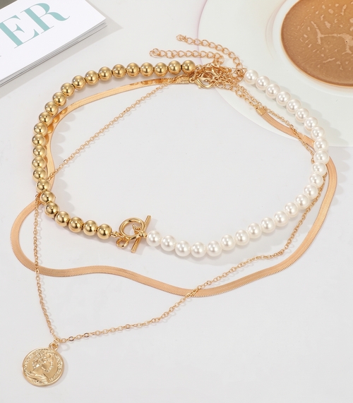 3Pcs Gold-Plated Necklace