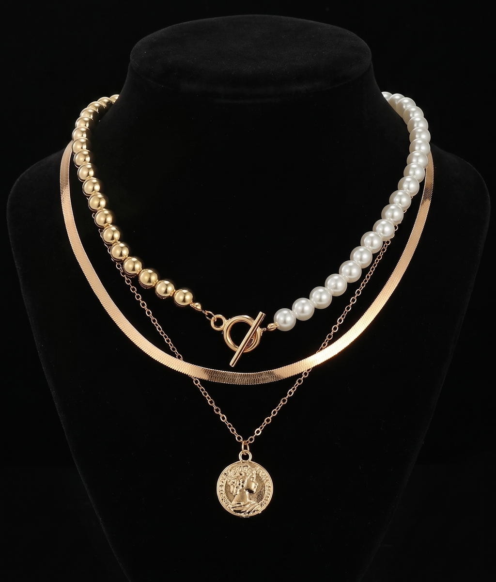 3Pcs Gold-Plated Necklace