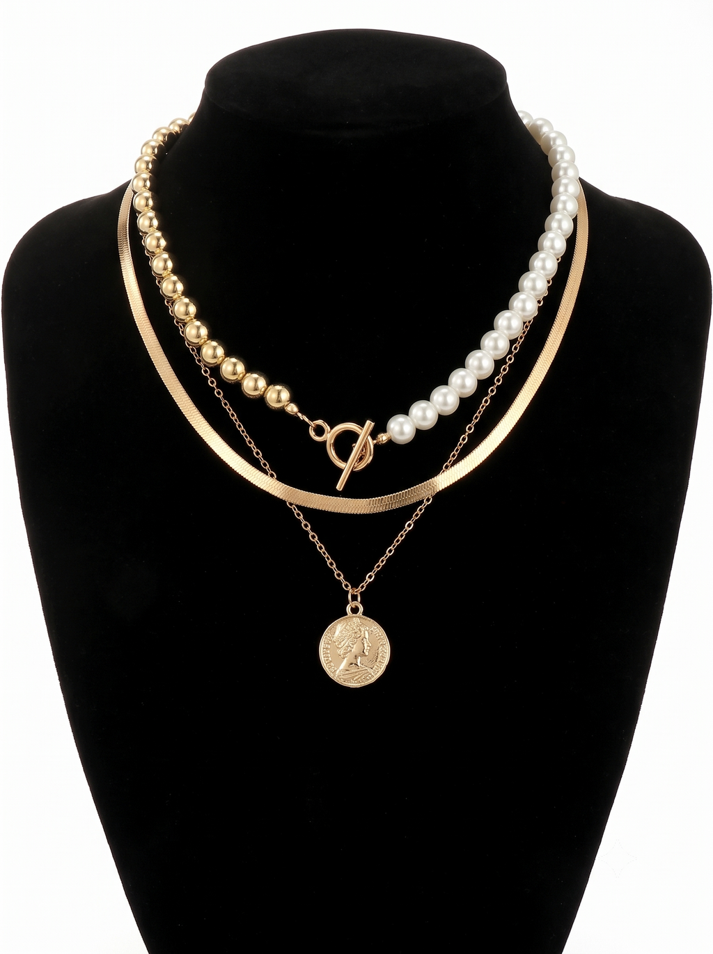 3Pcs Gold-Plated Necklace