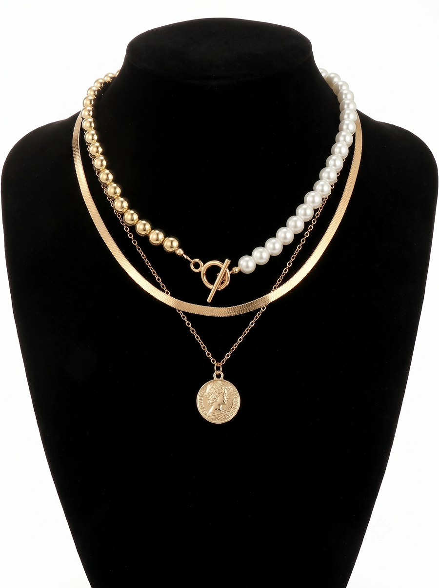 3Pcs Gold-Plated Necklace