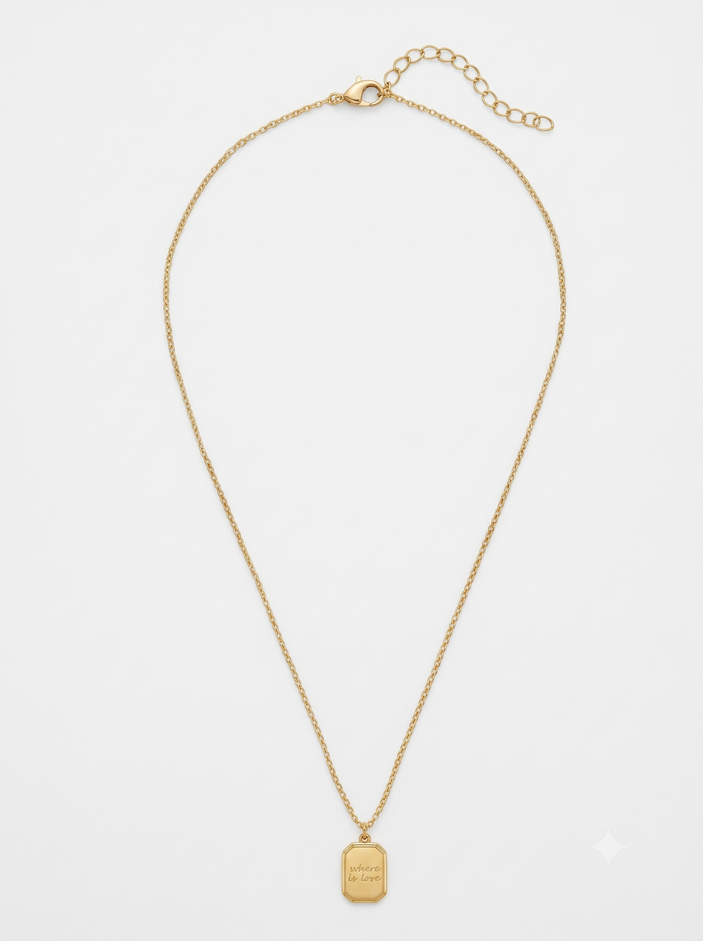 18K Gold-Plated "Where is Love" Engraved Tag Pendant Necklace