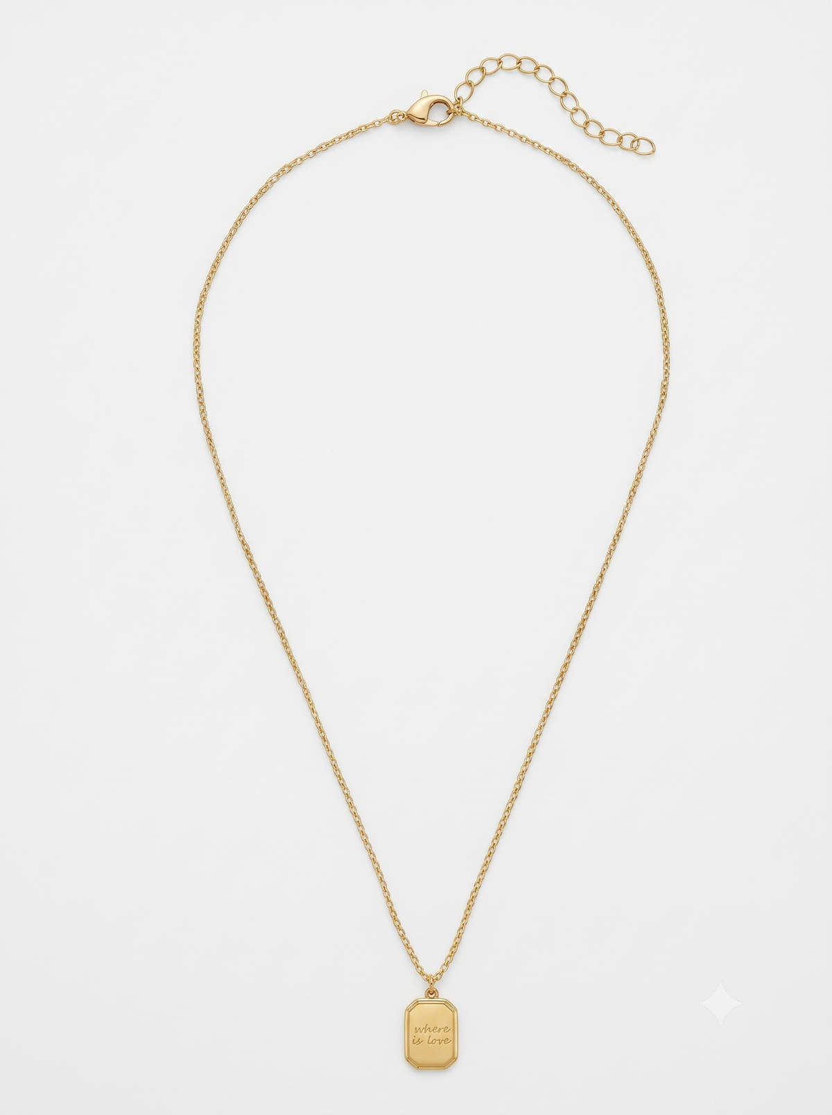 18K Gold-Plated "Where is Love" Engraved Tag Pendant Necklace