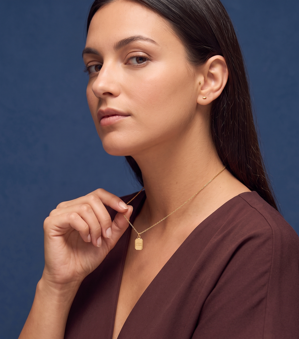 18K Gold-Plated "Where is Love" Engraved Tag Pendant Necklace