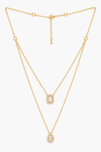 Gold-Plated Brass Solitaire Layered Necklace