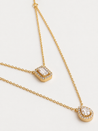 Gold-Plated Brass Solitaire Layered Necklace