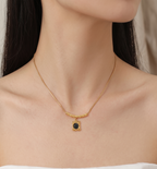 Gold-Plated Stainless Steel Stone Studded Geometric Chain
