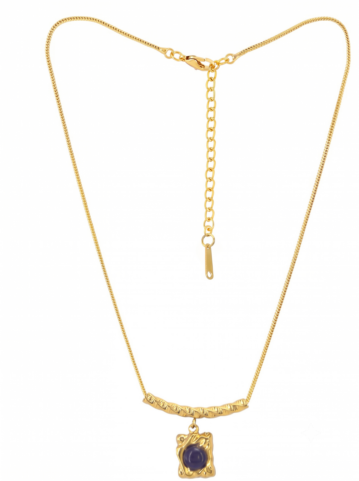 Gold-Plated Stainless Steel Stone Studded Geometric Chain