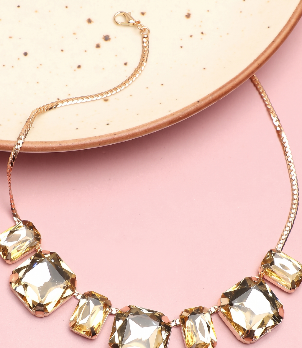 Women Gold-Toned Gold-Plated Stone Necklace
