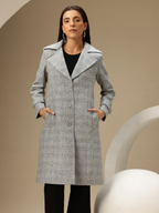 Detachable Faux Fur Trim Tweed Overcoat