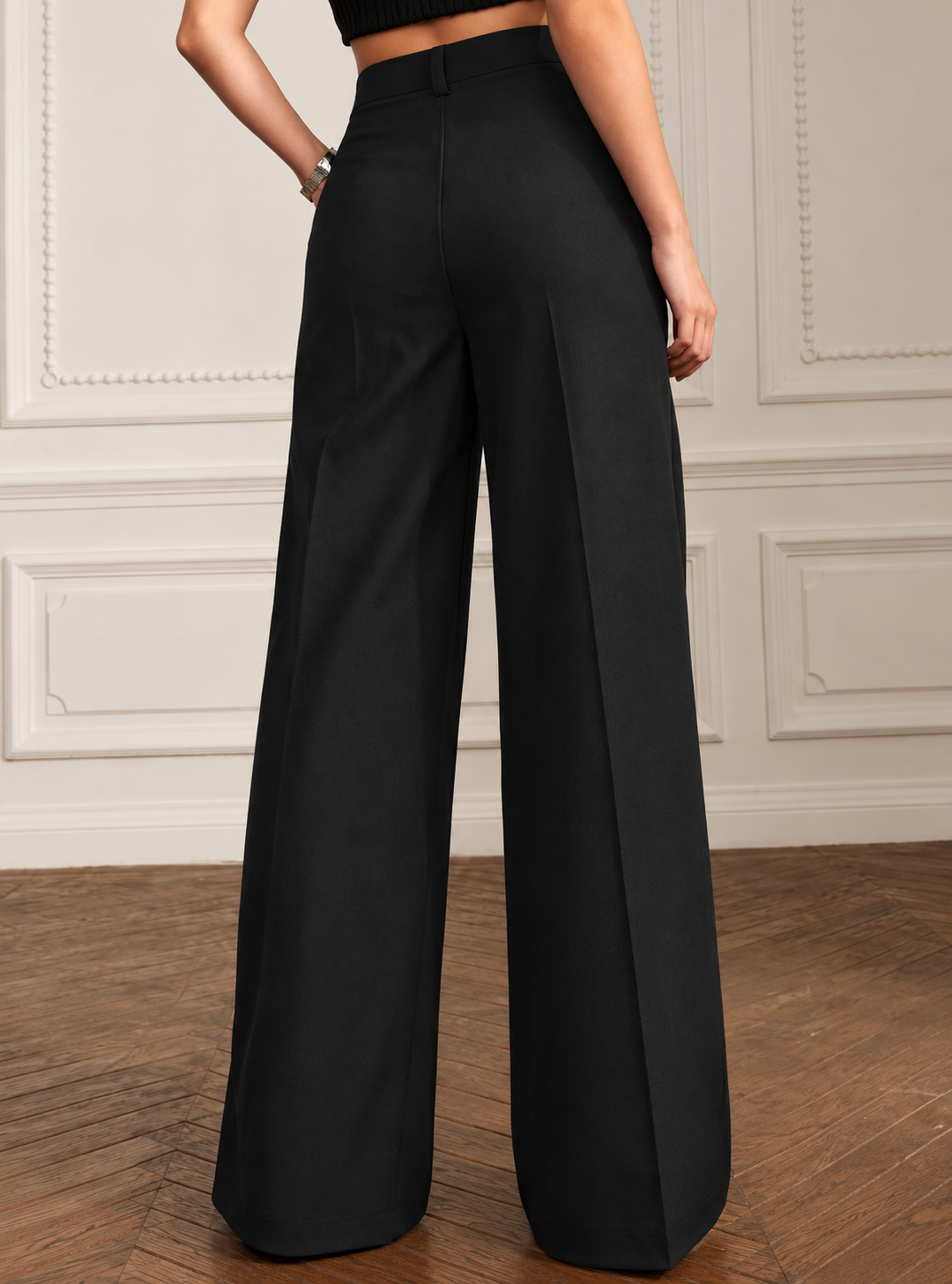 Women Smart Loose Fit High-Rise Easy Wash Pleated Trousers