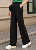 Women Smart Straight Fit High-Rise Easy Wash Trousers