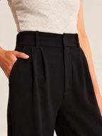 Women Relaxed Straight Leg Straight Fit High-Rise Pleated Trousers