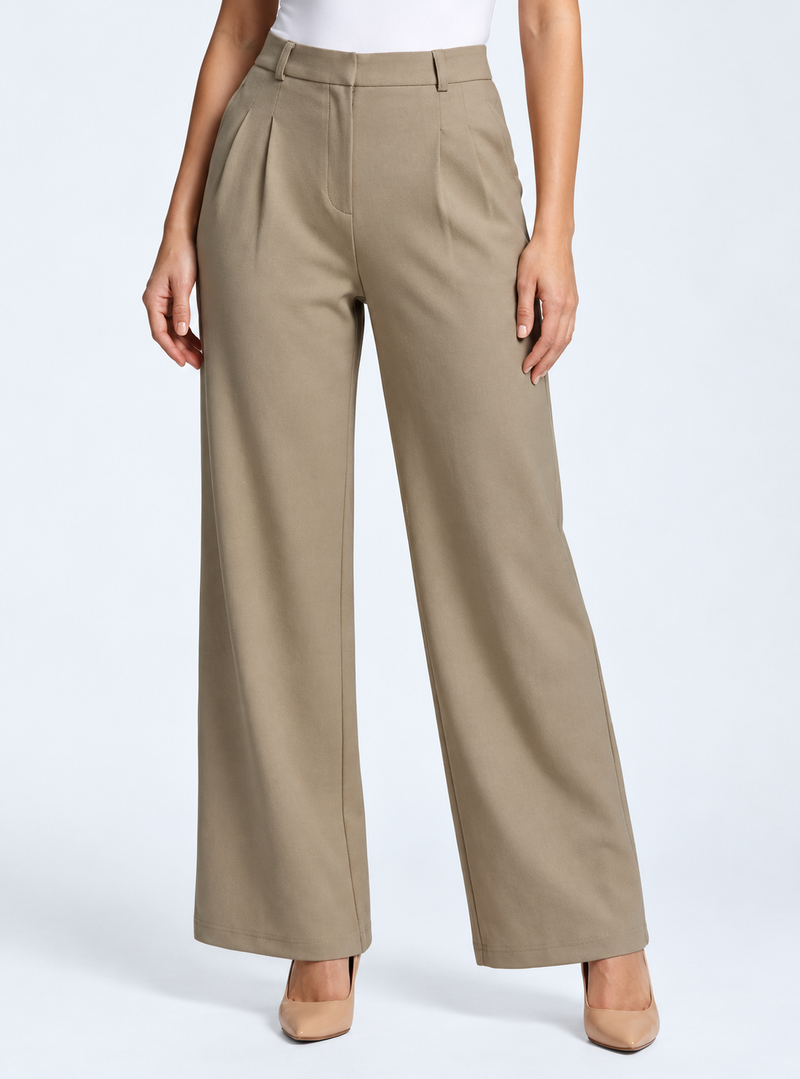Women Relaxed High-Rise Easy Wash Pleated Trousers