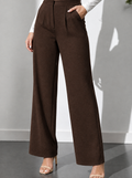 Women Smart Straight Fit High-Rise Easy Wash Trousers