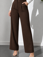 Women Smart Straight Fit High-Rise Easy Wash Trousers