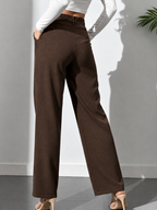 Women Smart Straight Fit High-Rise Easy Wash Trousers